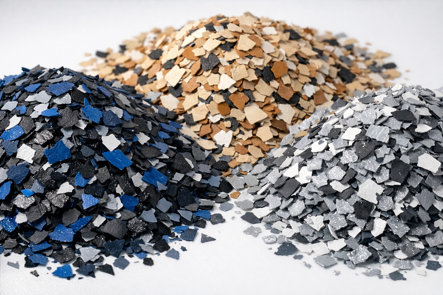 Designer polymer flake flooring color samples for custom Madison MS garage floor finishes.