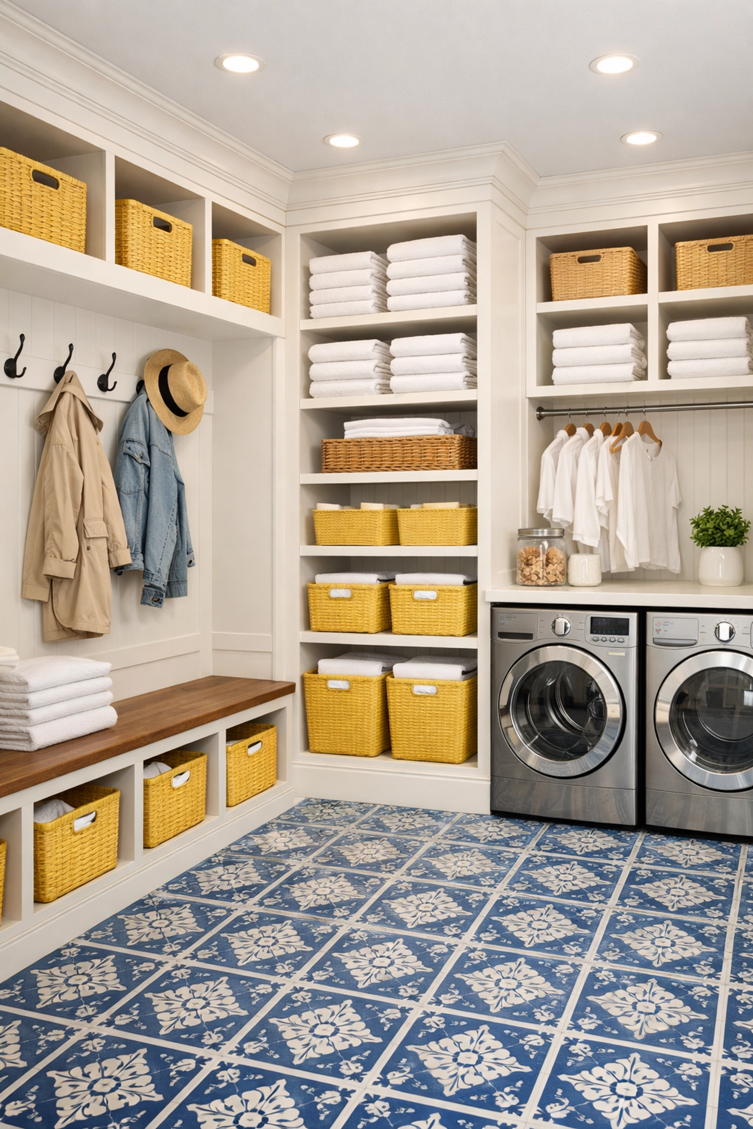 Organized and spotless laundry room showcasing the reliability of house cleaning Pepperell MA professionals.