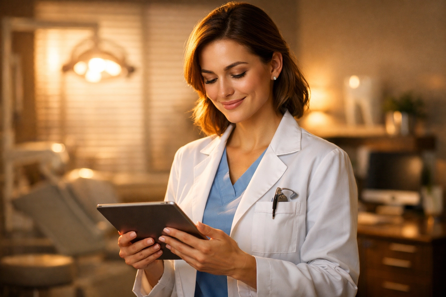 Confident Florida dentist reviewing customized financial plans for her growing dental clinic.