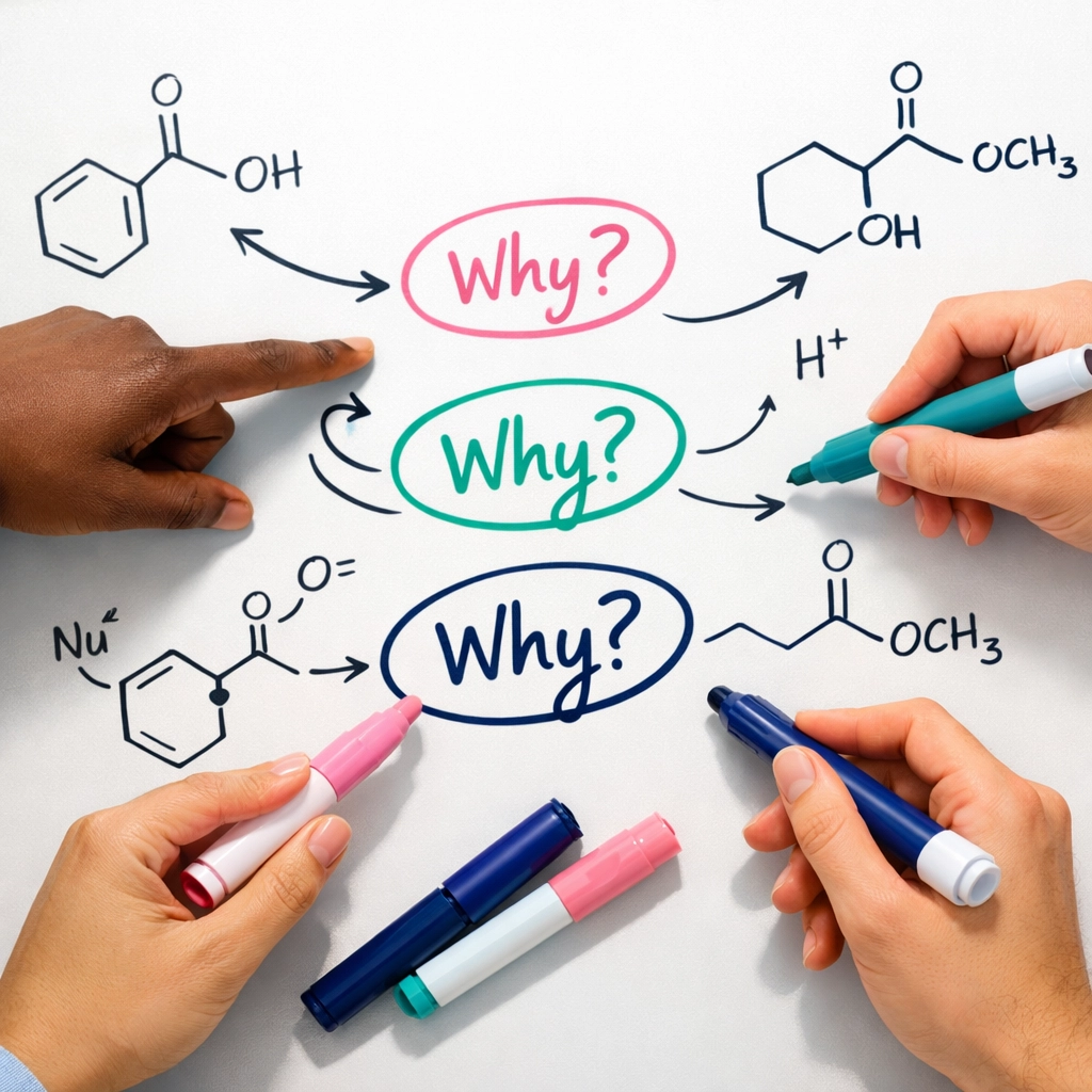 Students collaborating on Chemistry problem-solving during GCSE Science revision session