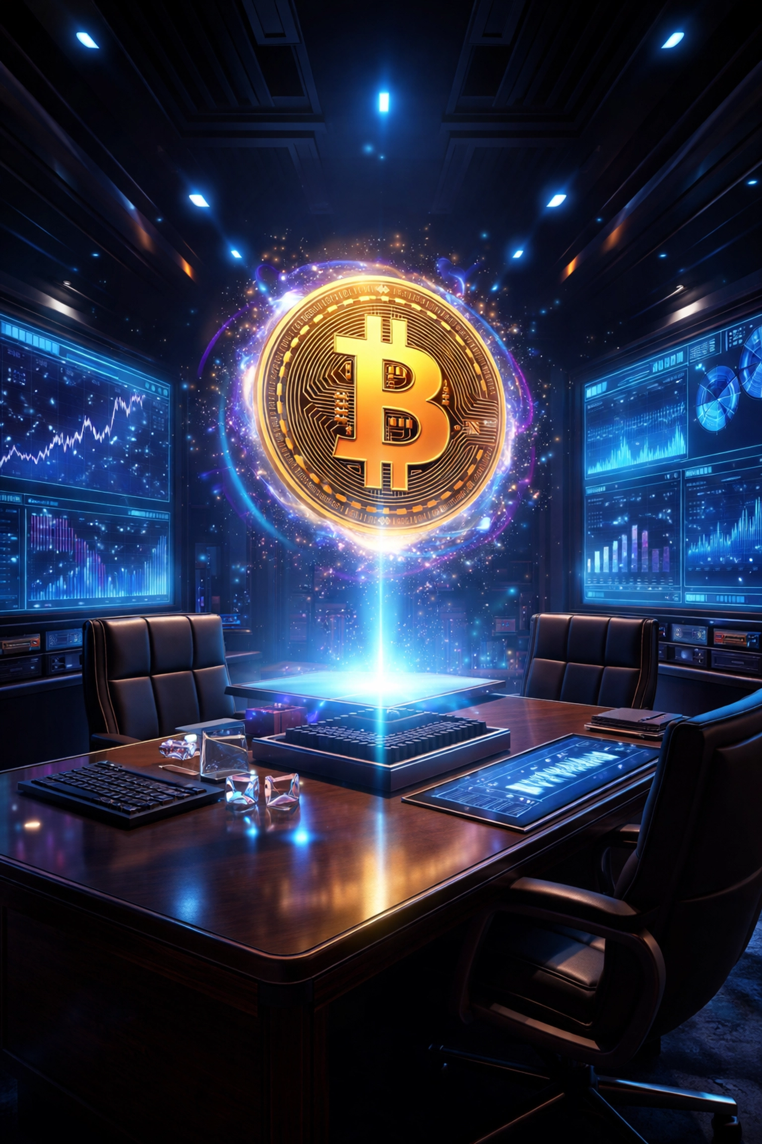 Institutional Bitcoin and crypto trading desk symbolizing digital asset integration in diversified strategies