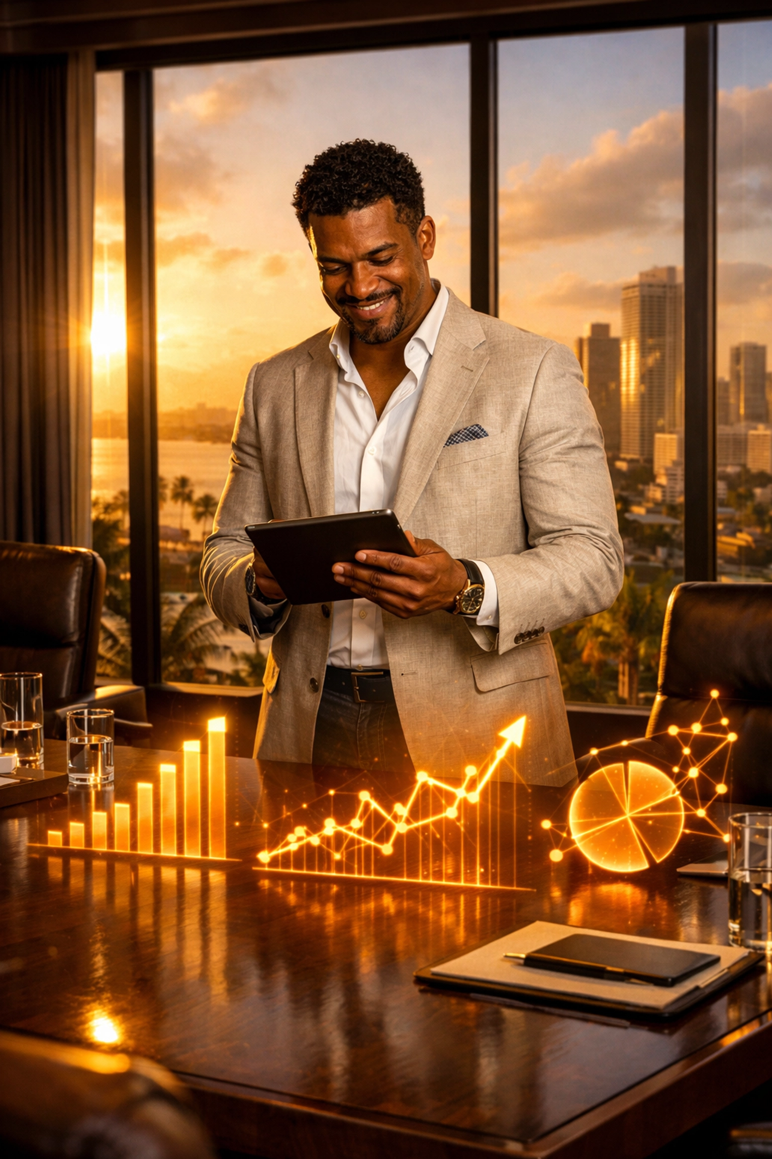 Afro-Latino executive viewing biased AI data, illustrating the confidence trap in business strategy.