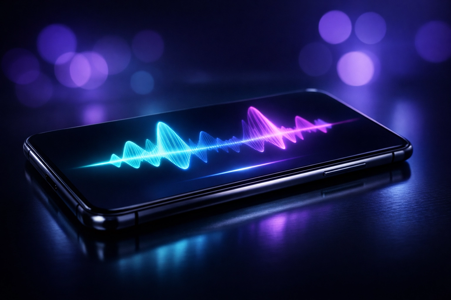 Neon AI voice agent interface on a smartphone helping businesses capture search engine leads.