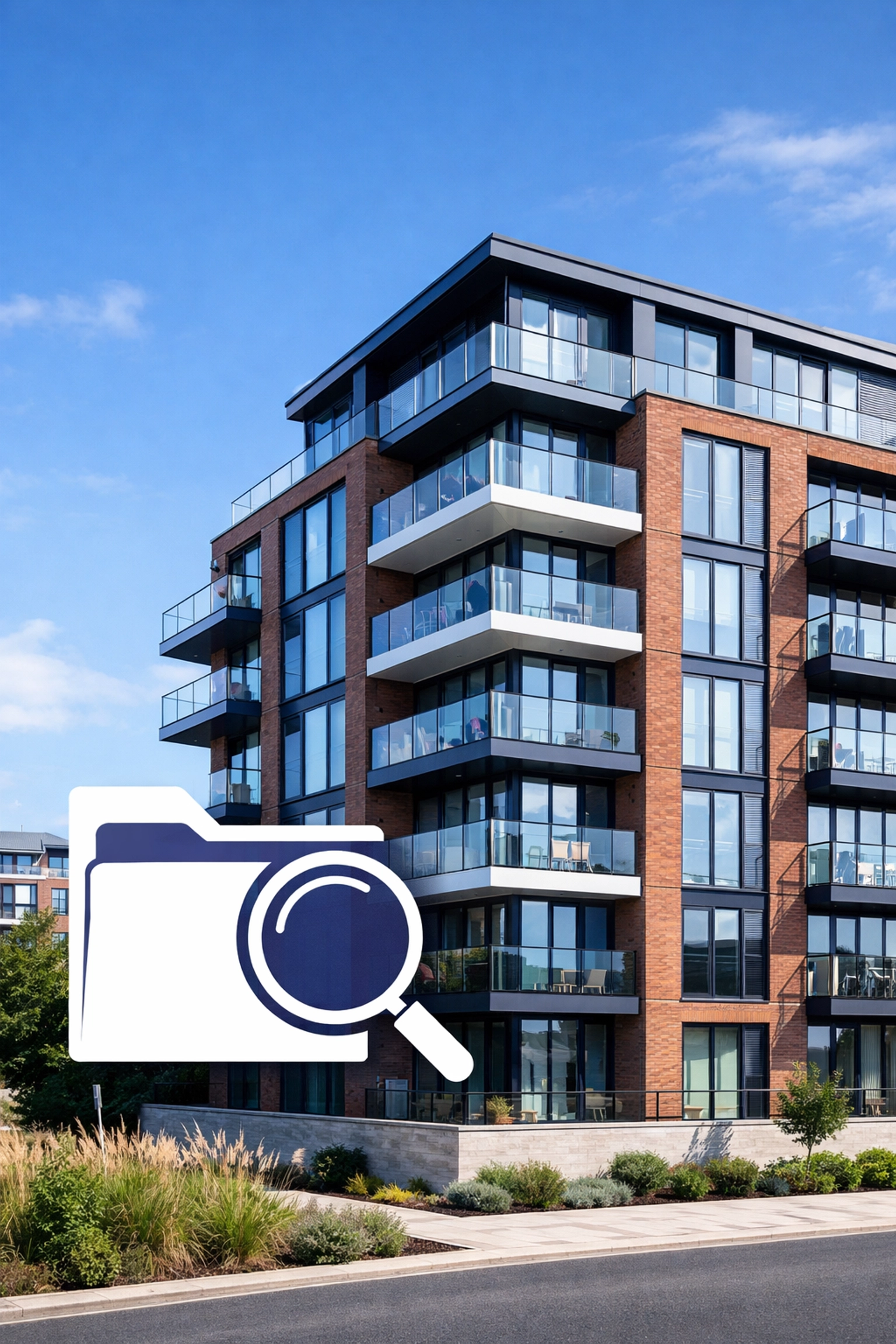 Transparent financial management for a modern Essex apartment block with an open folder icon.