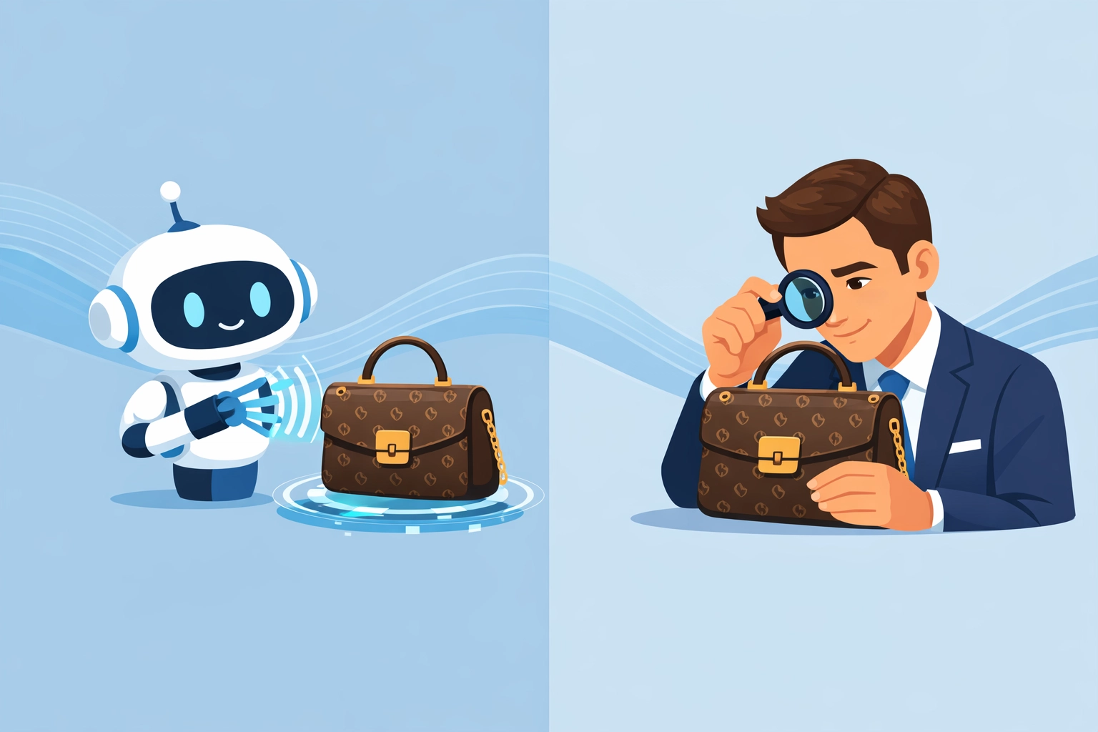 Hybrid authentication service combining AI technology with expert verification