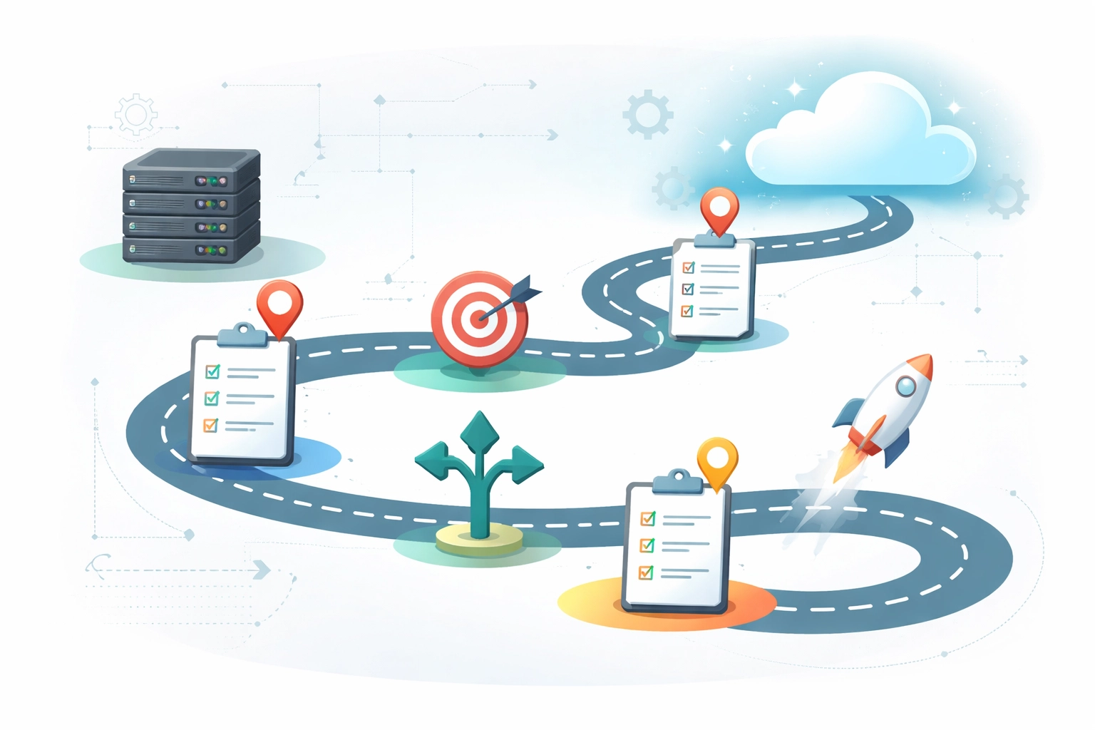Cloud migration process roadmap with key planning steps for moving Northern Michigan businesses to the cloud