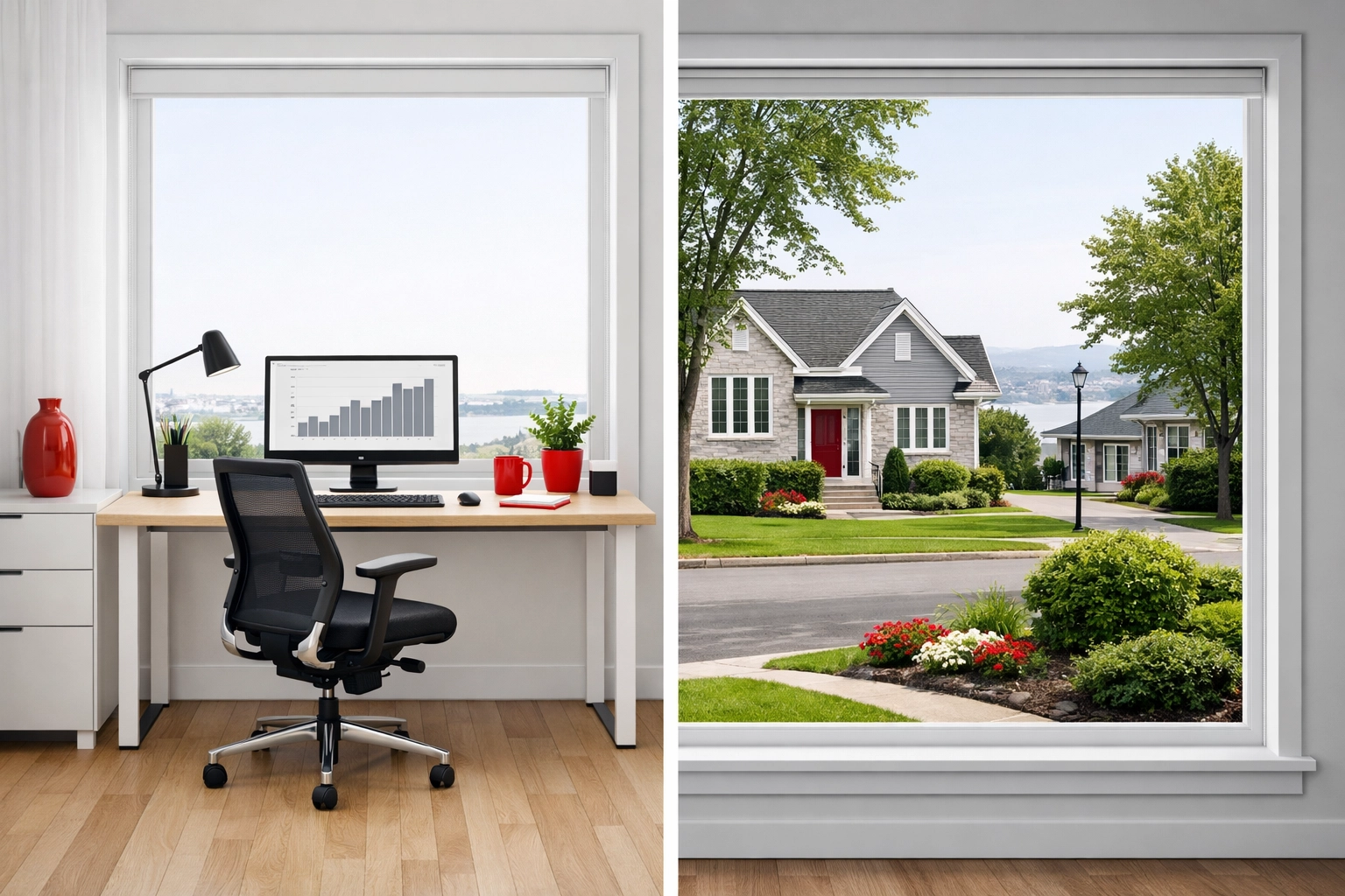 Bureau à domicile dans une maison à Lévis, idéal pour le télétravail