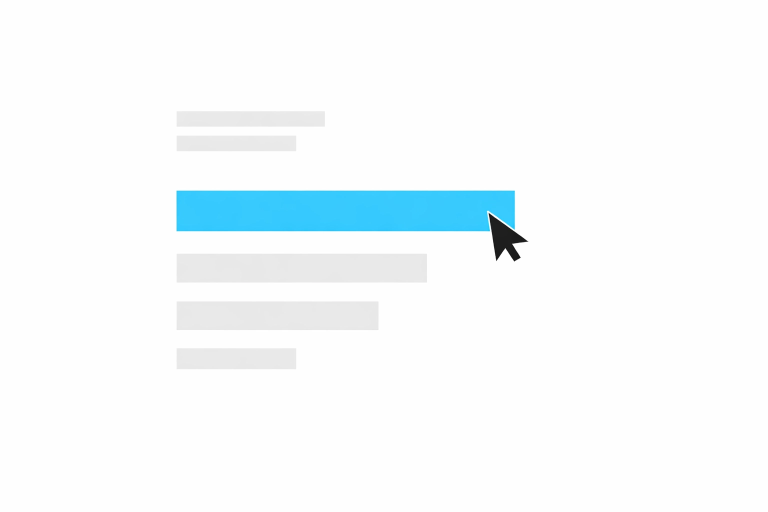 Digital interface showing a cursor highlighting a block of text for quick editing and selection.