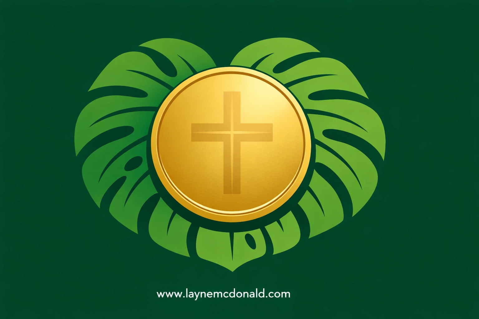 Minimalist cross medallion on a jungle leaf symbolizing spiritual themes and faith in family films.