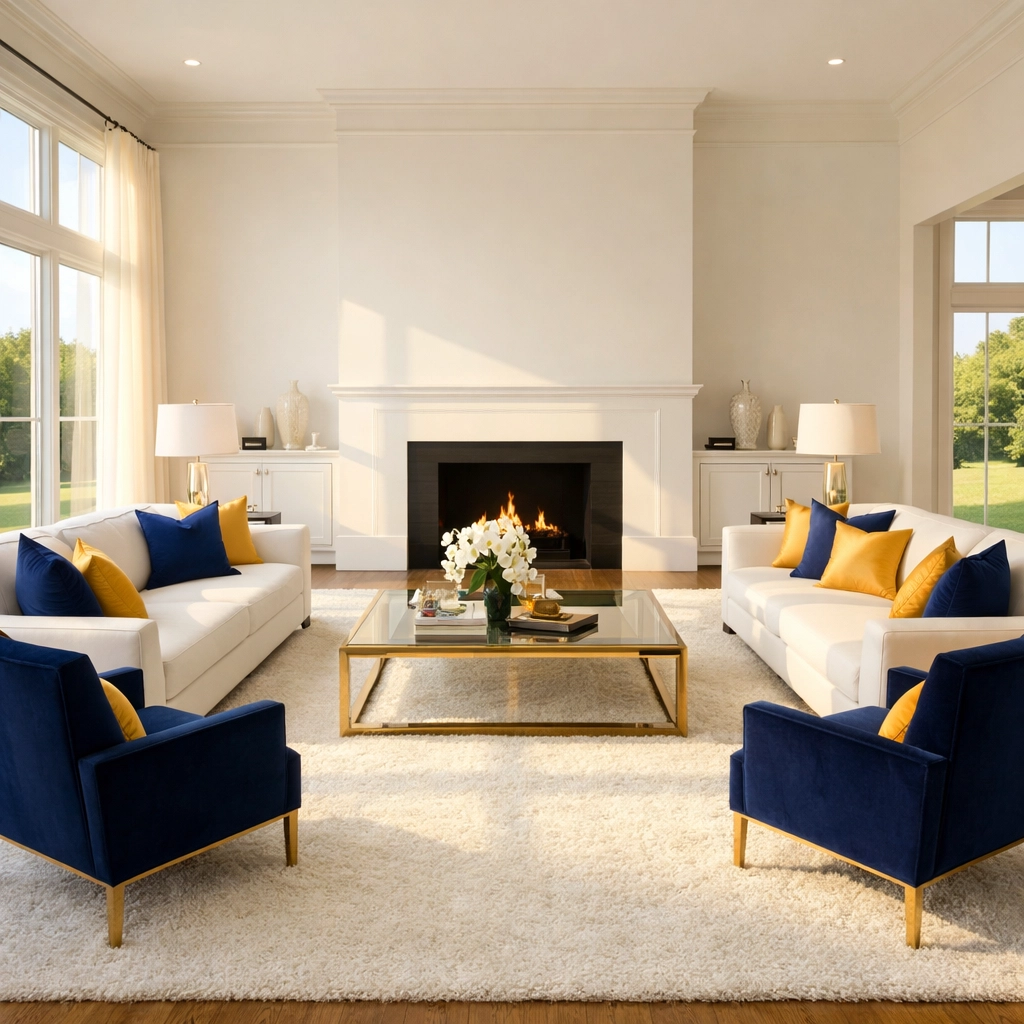 Immaculate estate living room following a professional residential cleaning Massachusetts service.