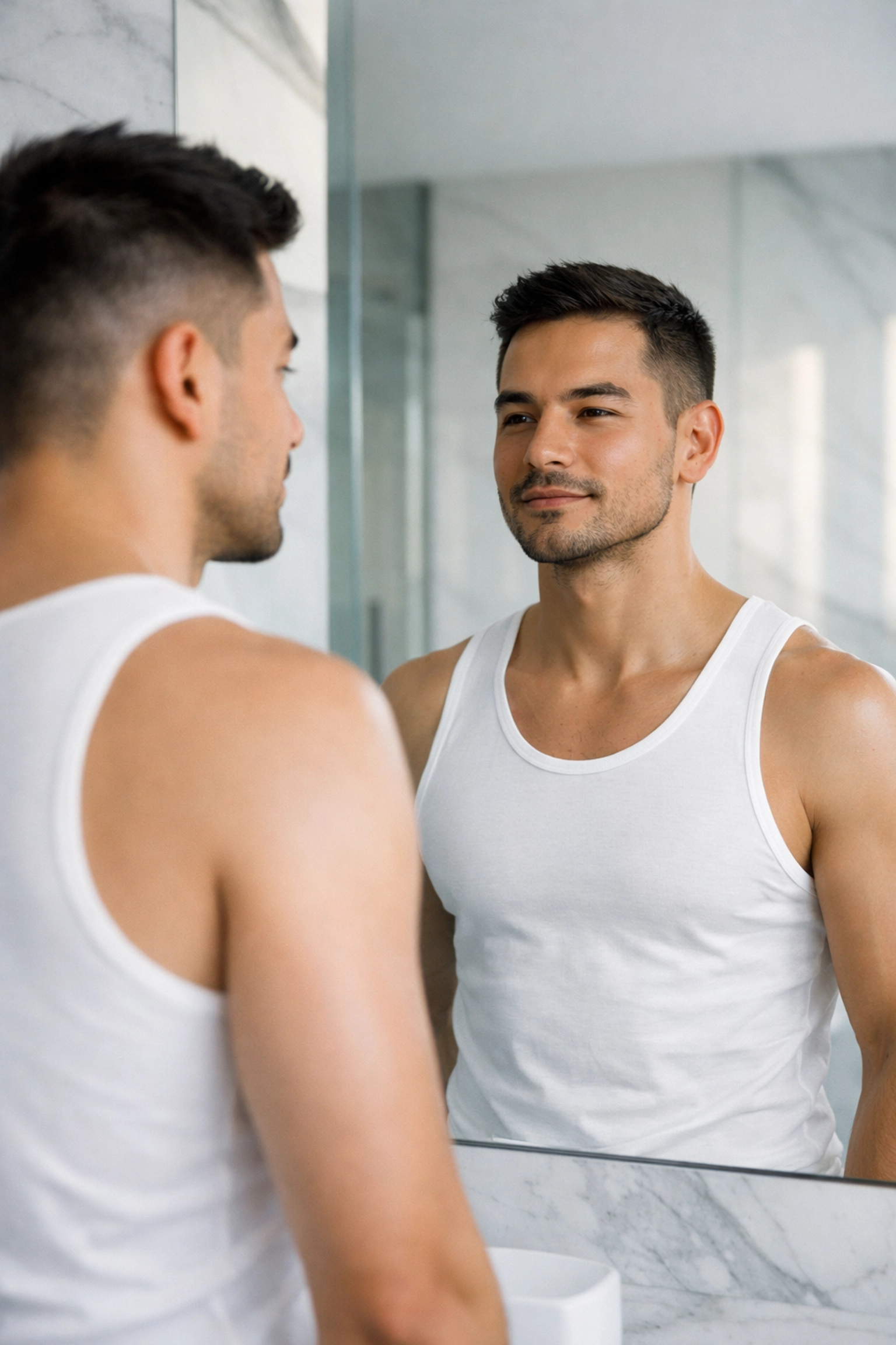 A man finds self-acceptance, illustrating themes of gender identity found in modern gay books.