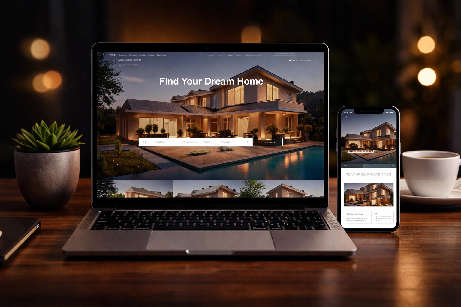 Modern laptop and smartphone displaying a Brisbane real estate agent website, representing digital marketing updates.