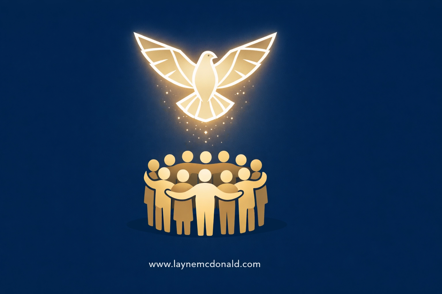 Stylized dove descending over a circle of people representing spiritual transformation in church culture.