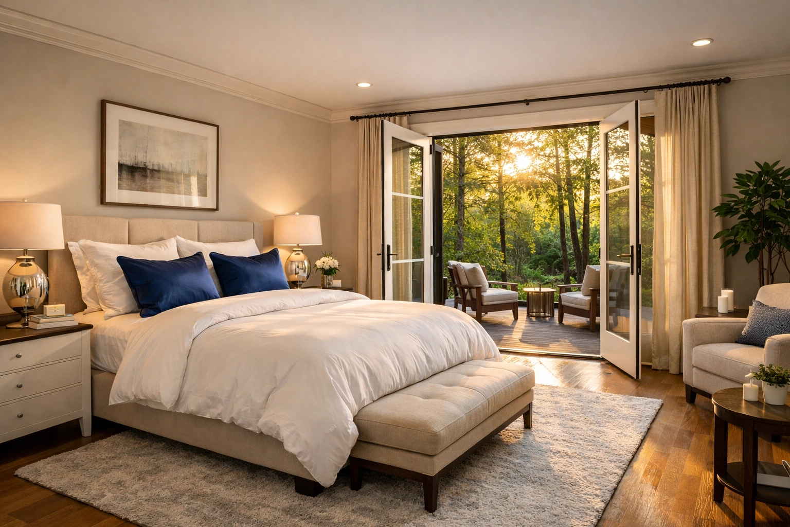 Freshly cleaned primary bedroom in a Lincoln home providing a healthy start for new residents.