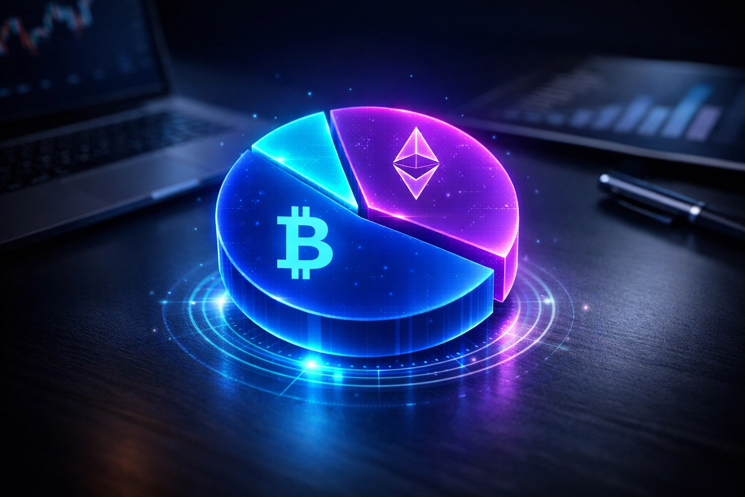 Crypto portfolio allocation model showing Bitcoin and Ethereum distribution for accredited investors