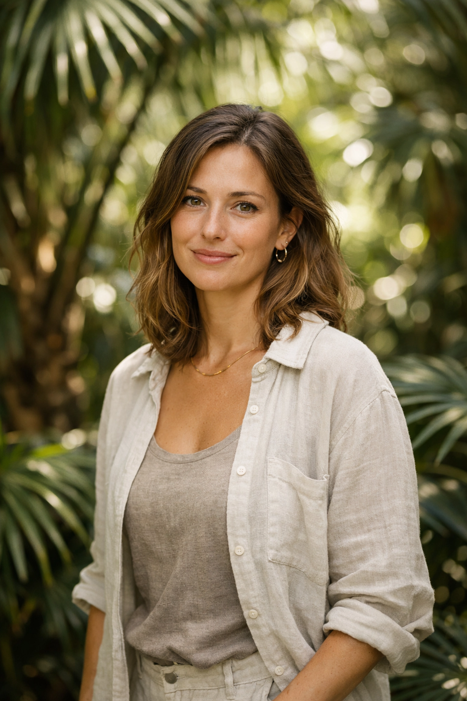 Miami garden portrait featuring soft background blur created with Luminar Neo Portrait Bokeh AI software.