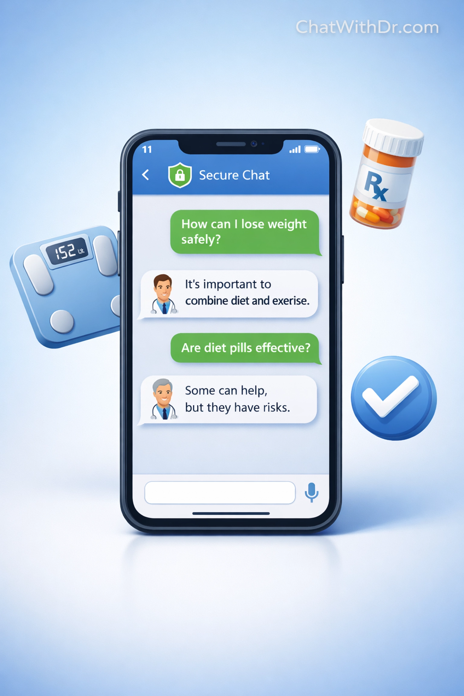 Telehealth consultation for Wegovy and Zepbound prescription via smartphone messaging platform