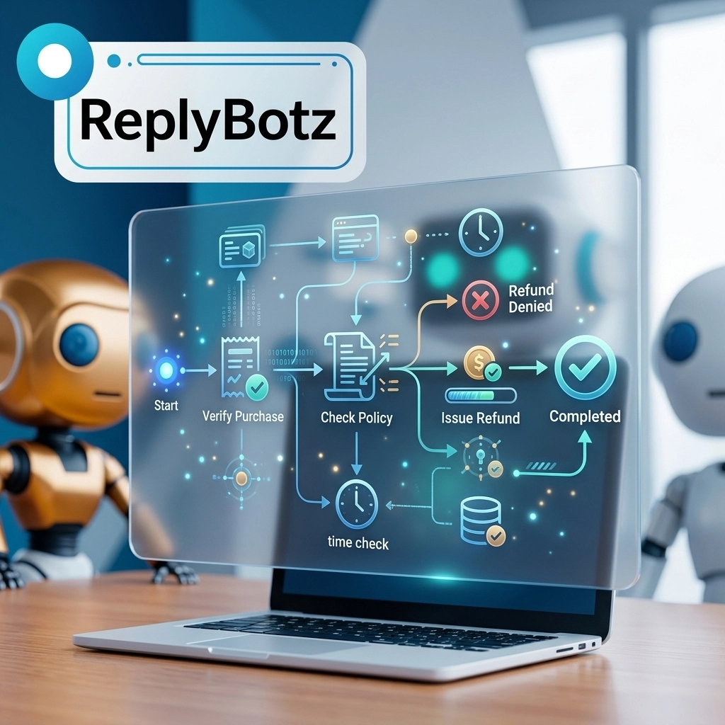 Abstract technical diagram of AI agent logic flow