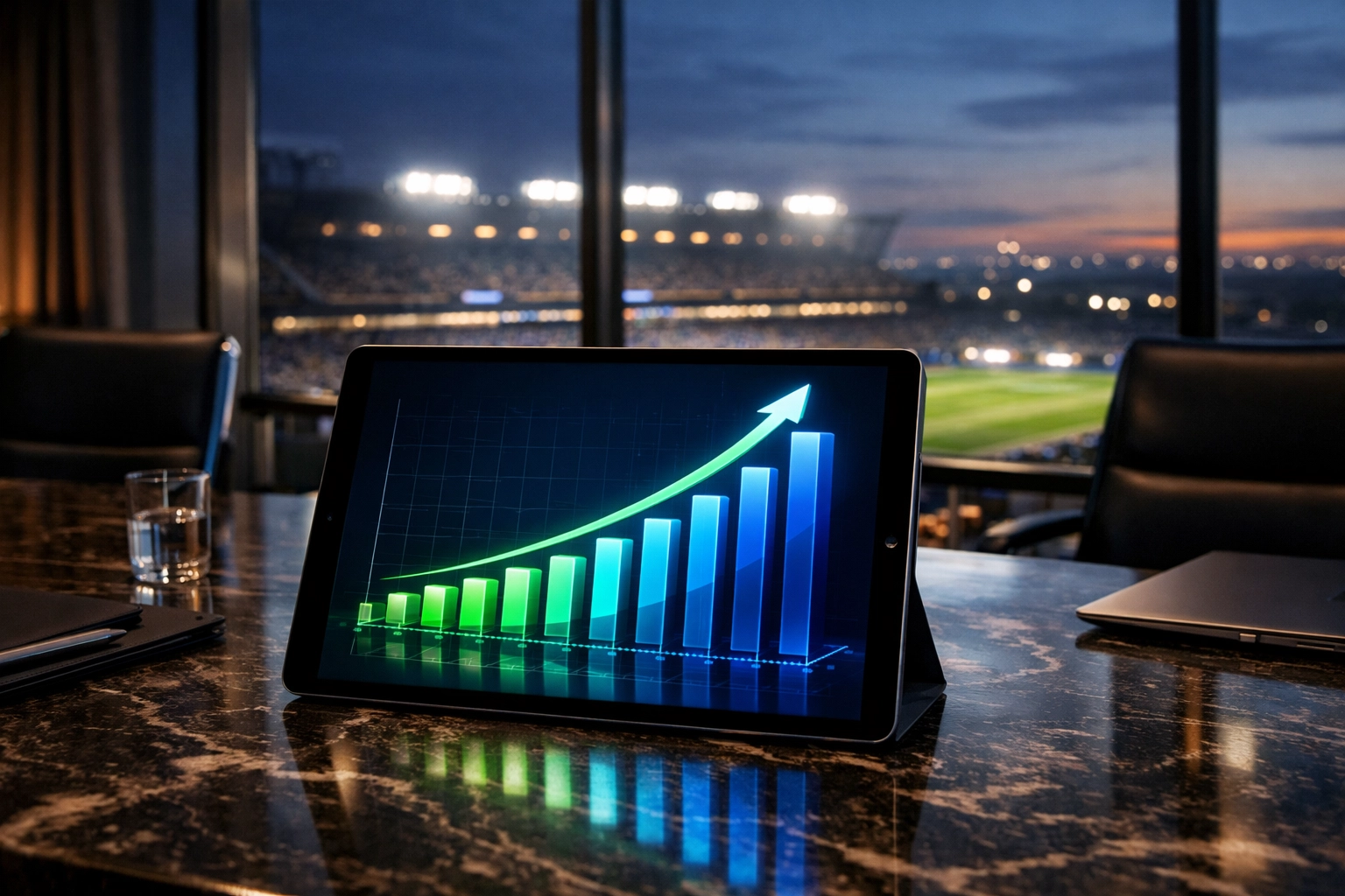 Data analytics showing growth and ROI for programmatic DOOH sports marketing campaigns.