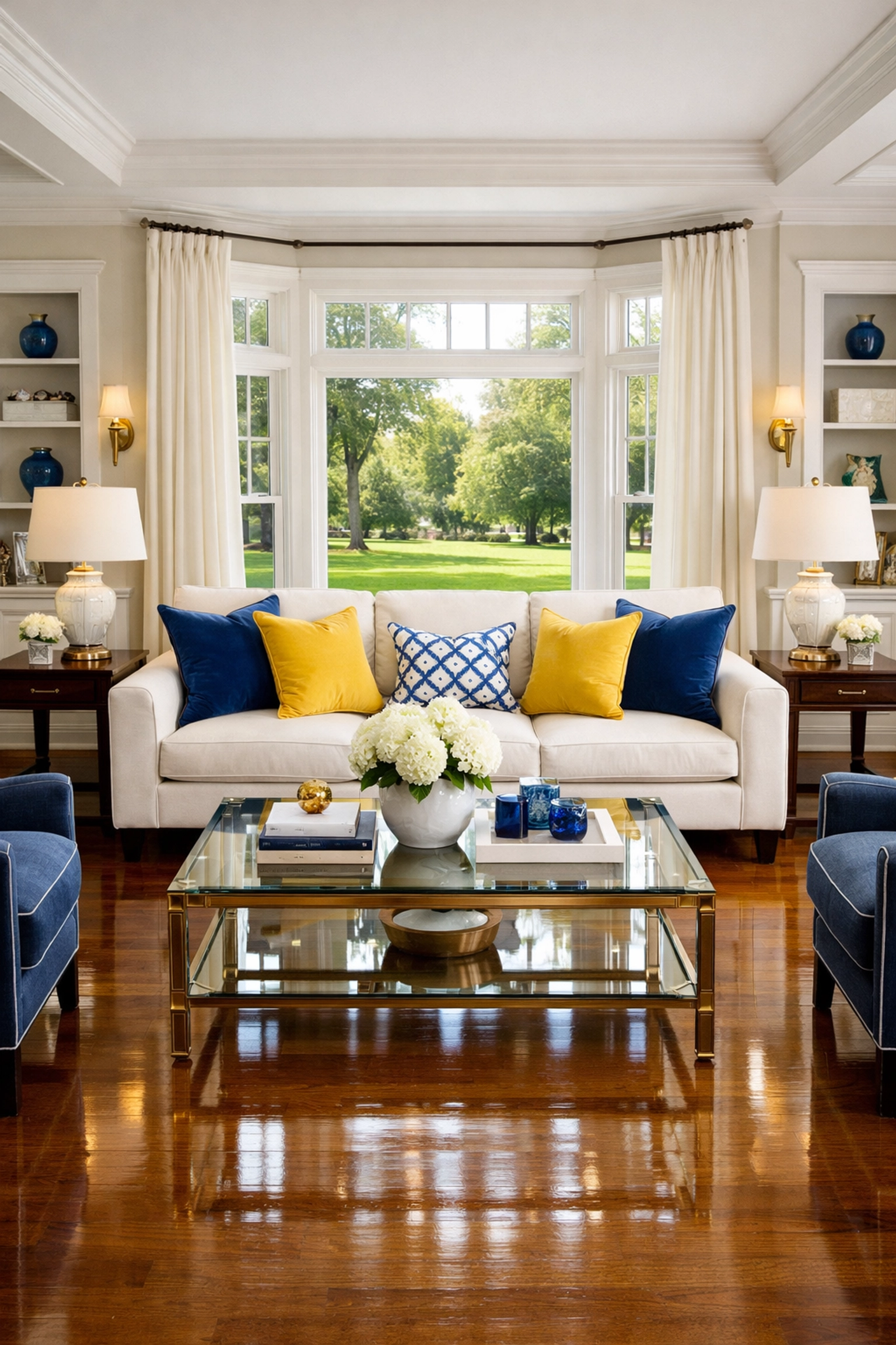 A bright and spotless living room after professional house cleaning in Wellesley MA.