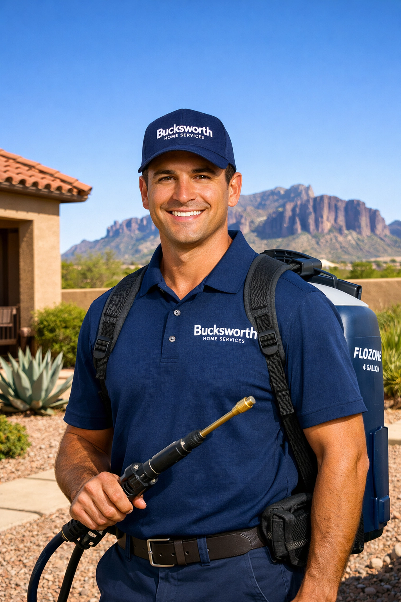 Bucksworth technician providing the best pest control near Apache Junction for a desert home in 85119.