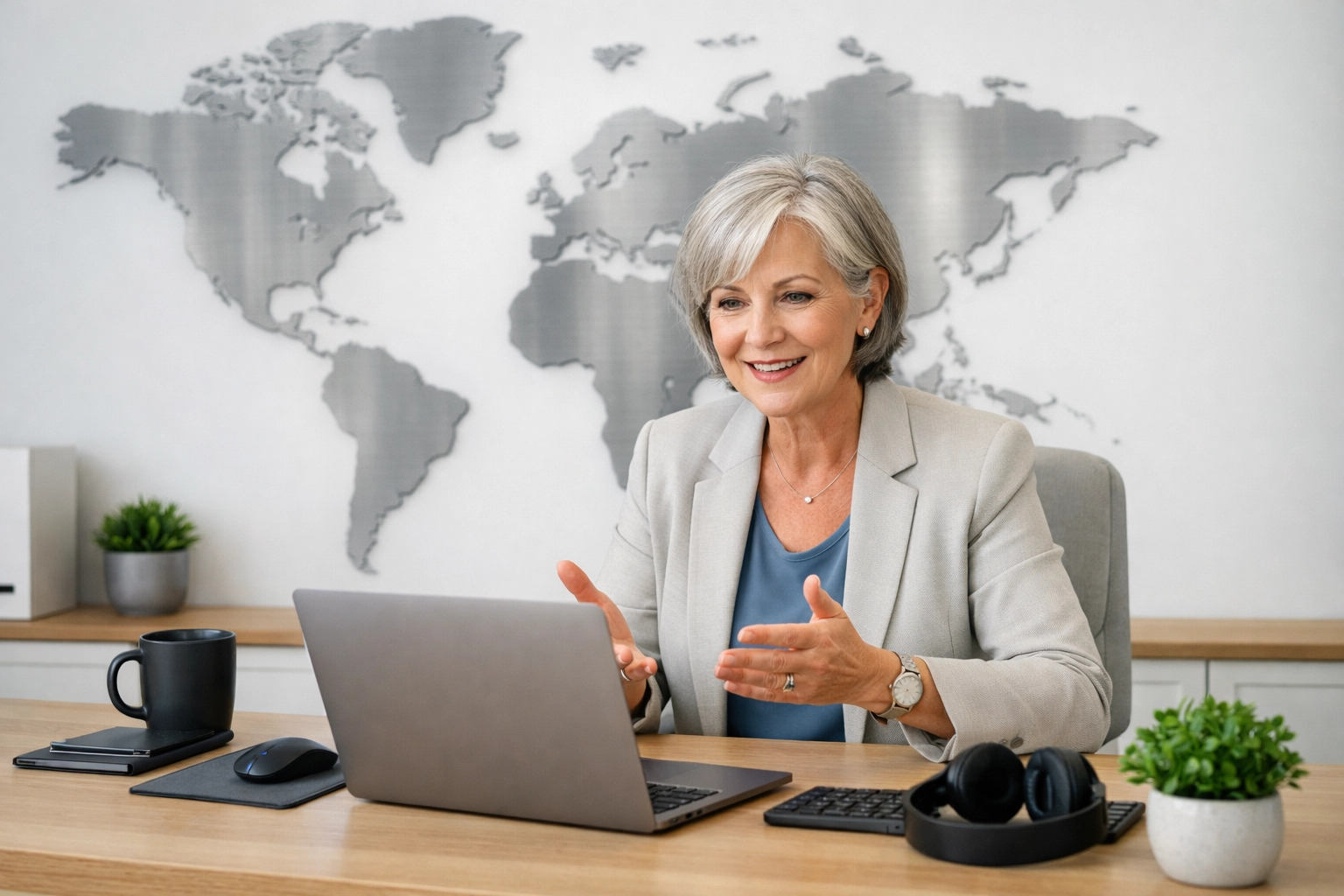 IT manager managing ServiceNow consulting services and global compliance in a professional office.