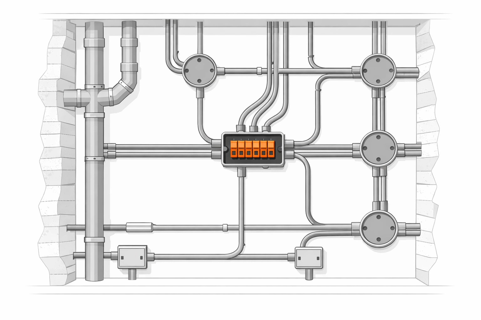 Professionelle Verrohrung und Steigleitungen bei einer Elektro-Altbausanierung