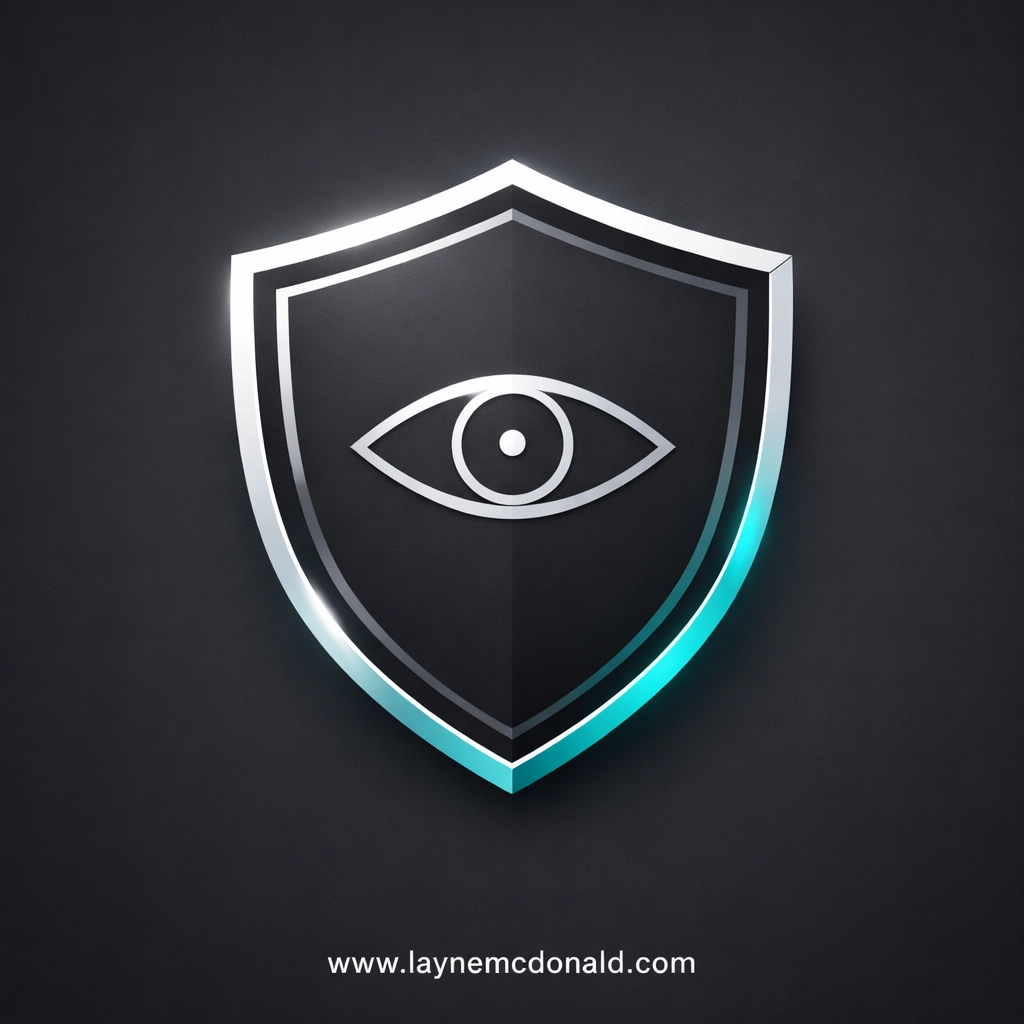 Glowing shield with an eye symbol representing digital purity and accountability for families.