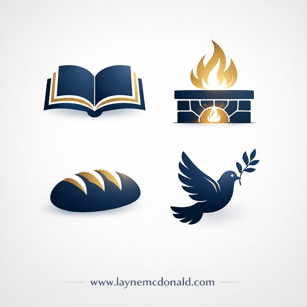 Four icons representing the apostolic devotions used as a framework for building Christian communities.