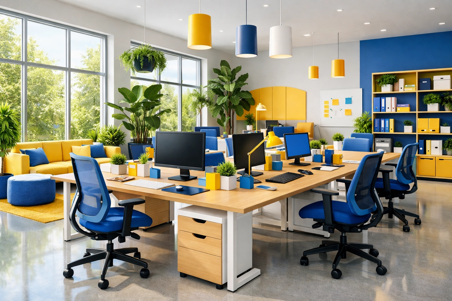 Clean collaborative office space in Saugus with natural light and dust-free work surfaces.