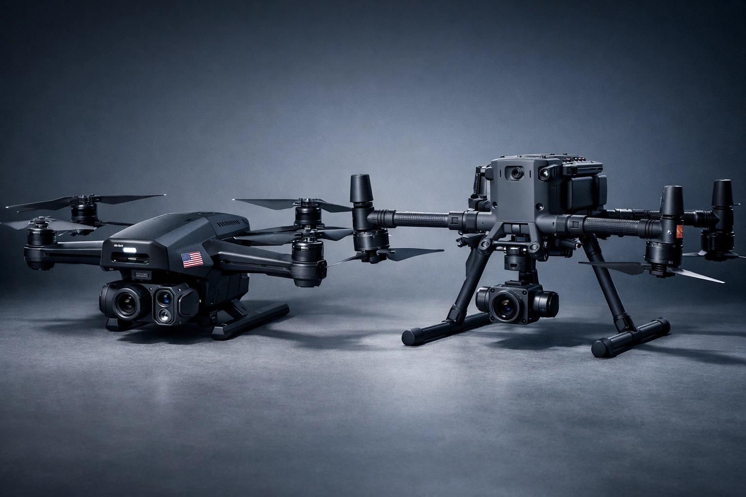 Side-by-side comparison of NDAA-compliant and Chinese-made commercial drones