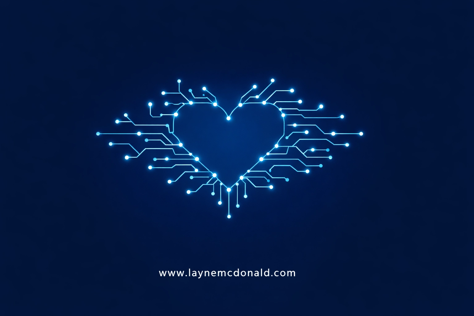 Digital circuit lines forming a heart, representing the intersection of technology, faith, and forgiveness.