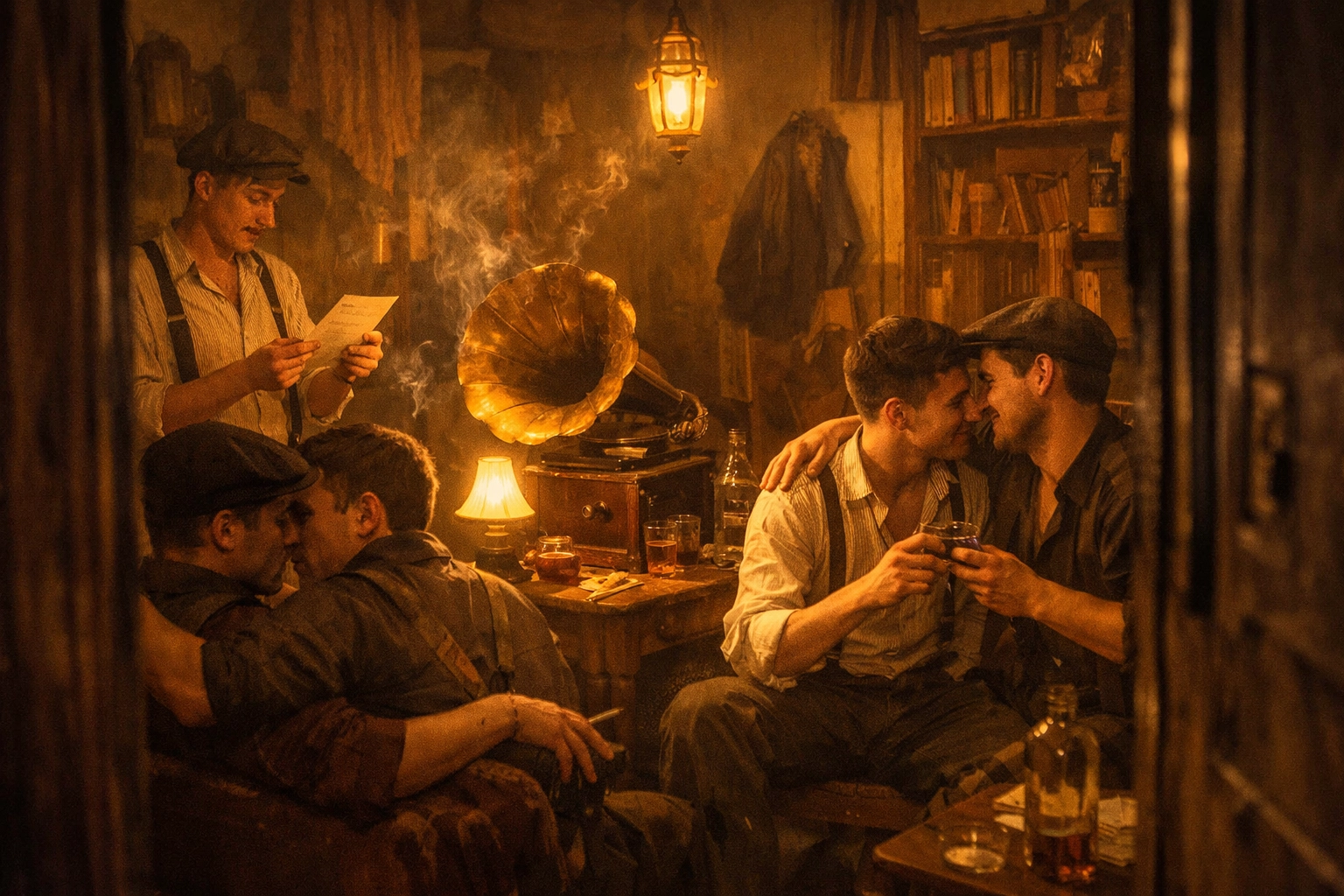 Secret gay salon gathering in Soviet communal apartment, Moscow 1920s