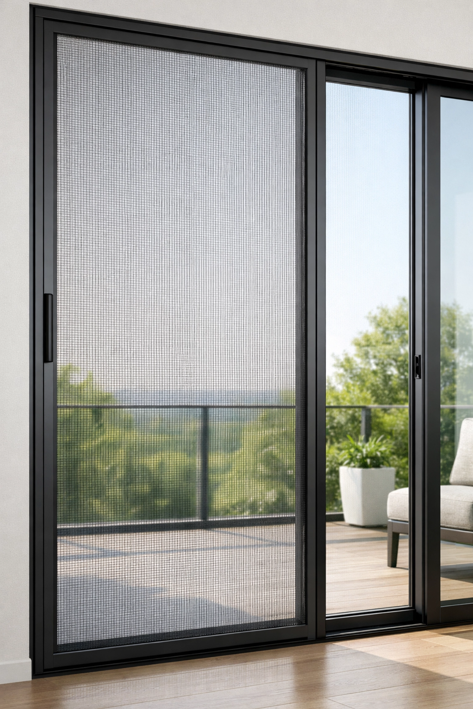 Insektenschutz Wien fachgerecht montiert an Glasterassentür