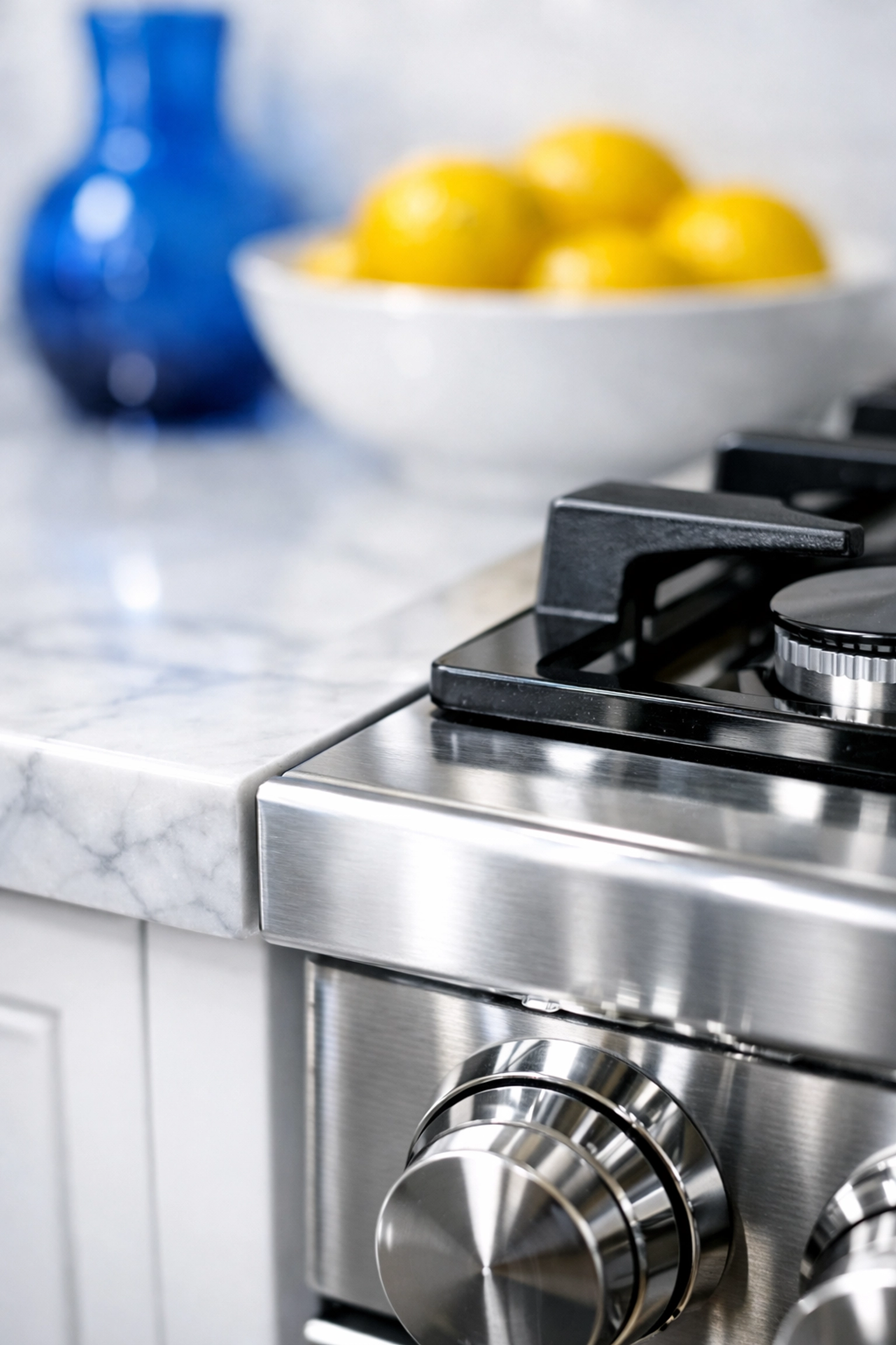 Deep cleaned kitchen in Leominster rental with polished marble countertops and a gleaming stove.