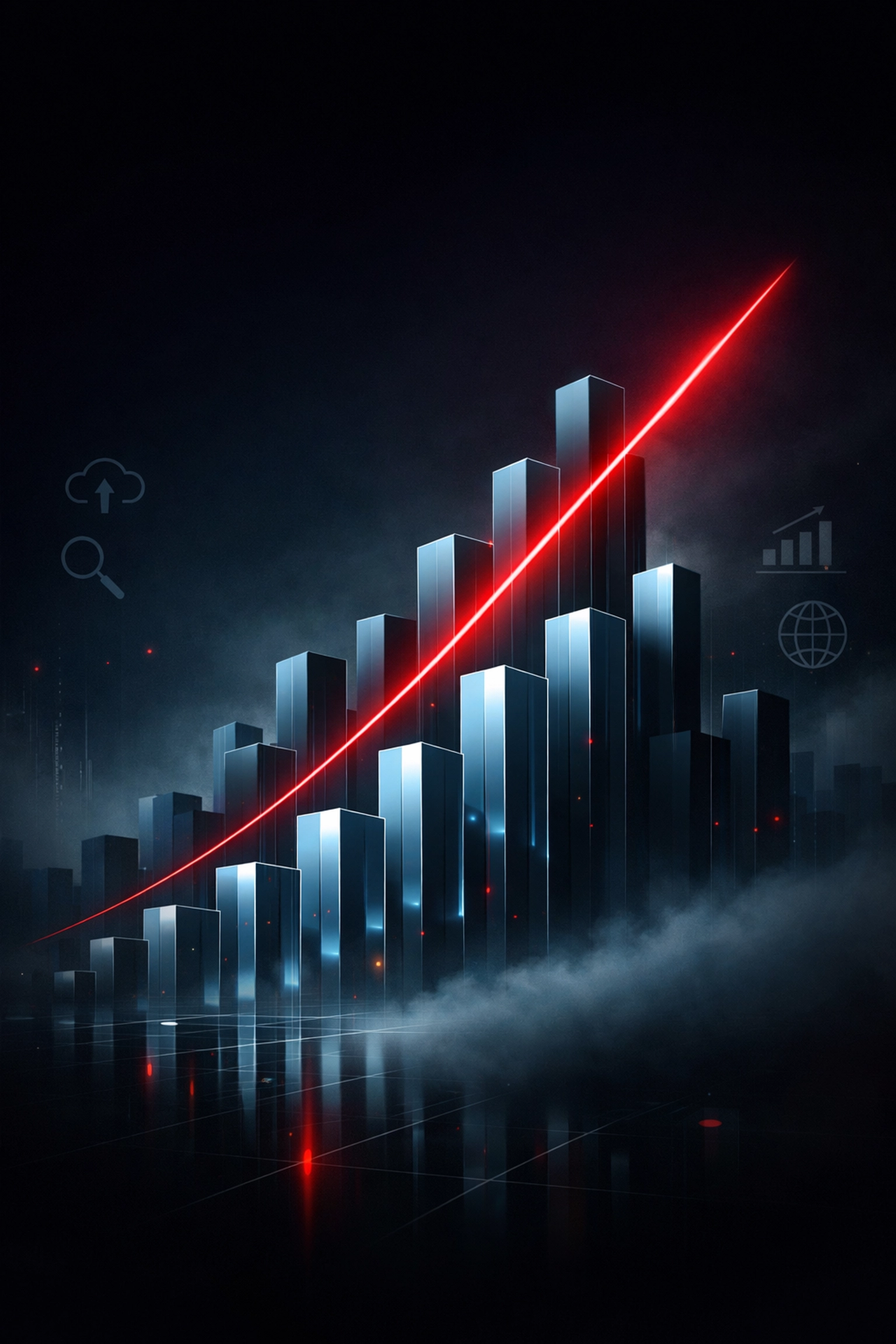 Upward trending data prisms representing business growth through generative engine optimization strategies.