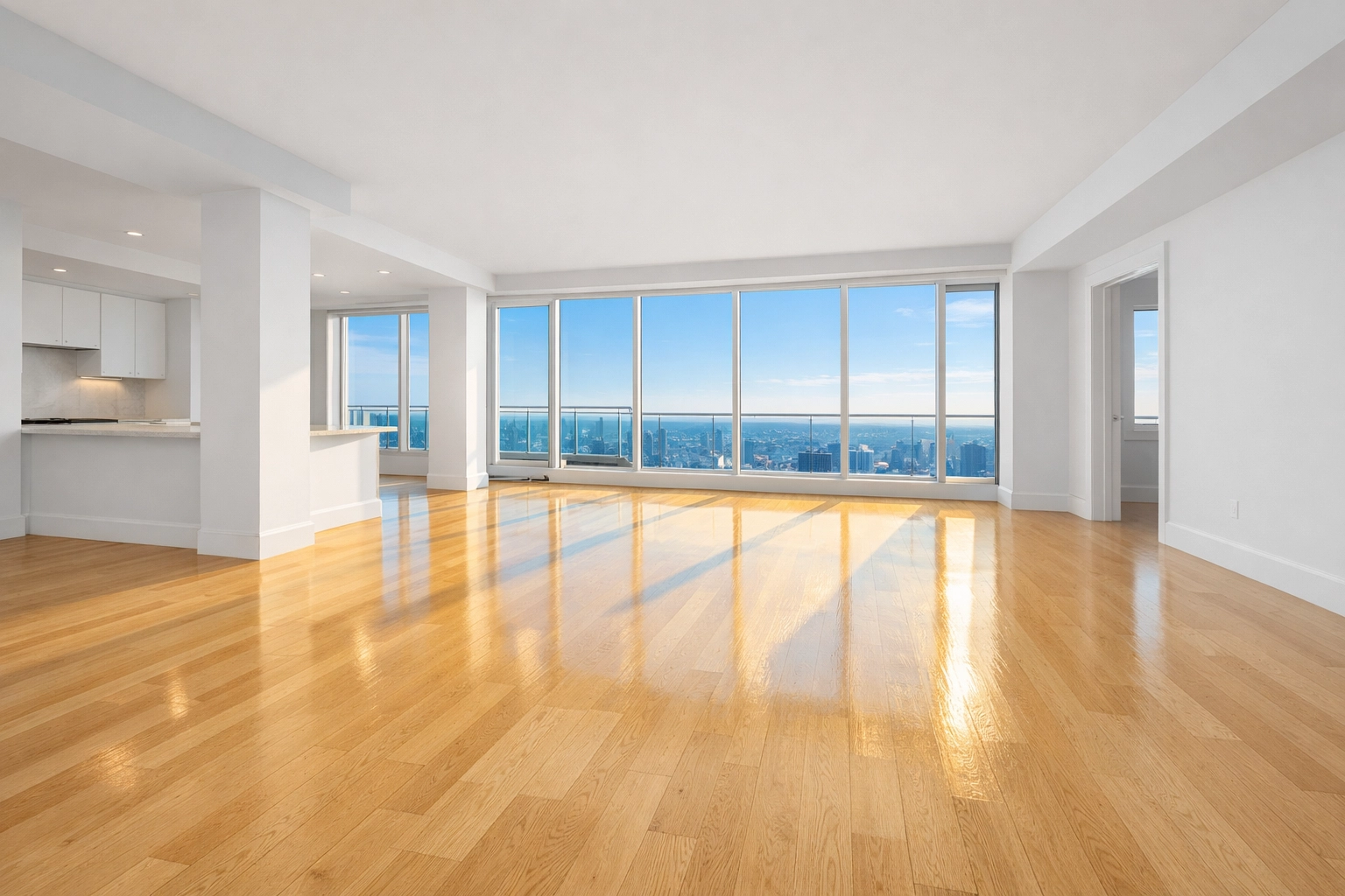 Move-in move-out deep cleaning services for a luxury Boston apartment with sparkling clean floors.