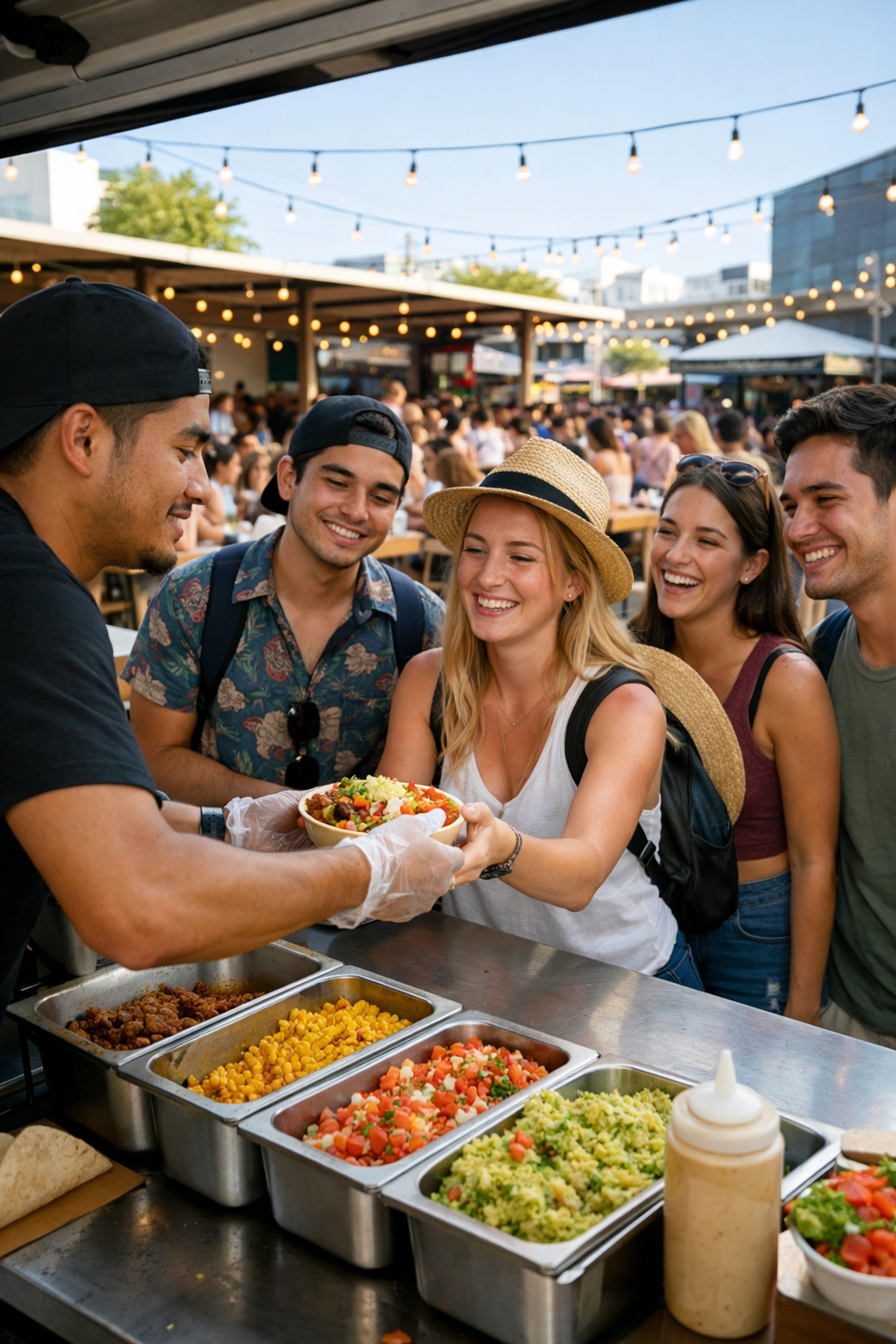Vendors serving local Latin street food at Smorgasburg Wynwood, a fun thing to do in Miami for food lovers.