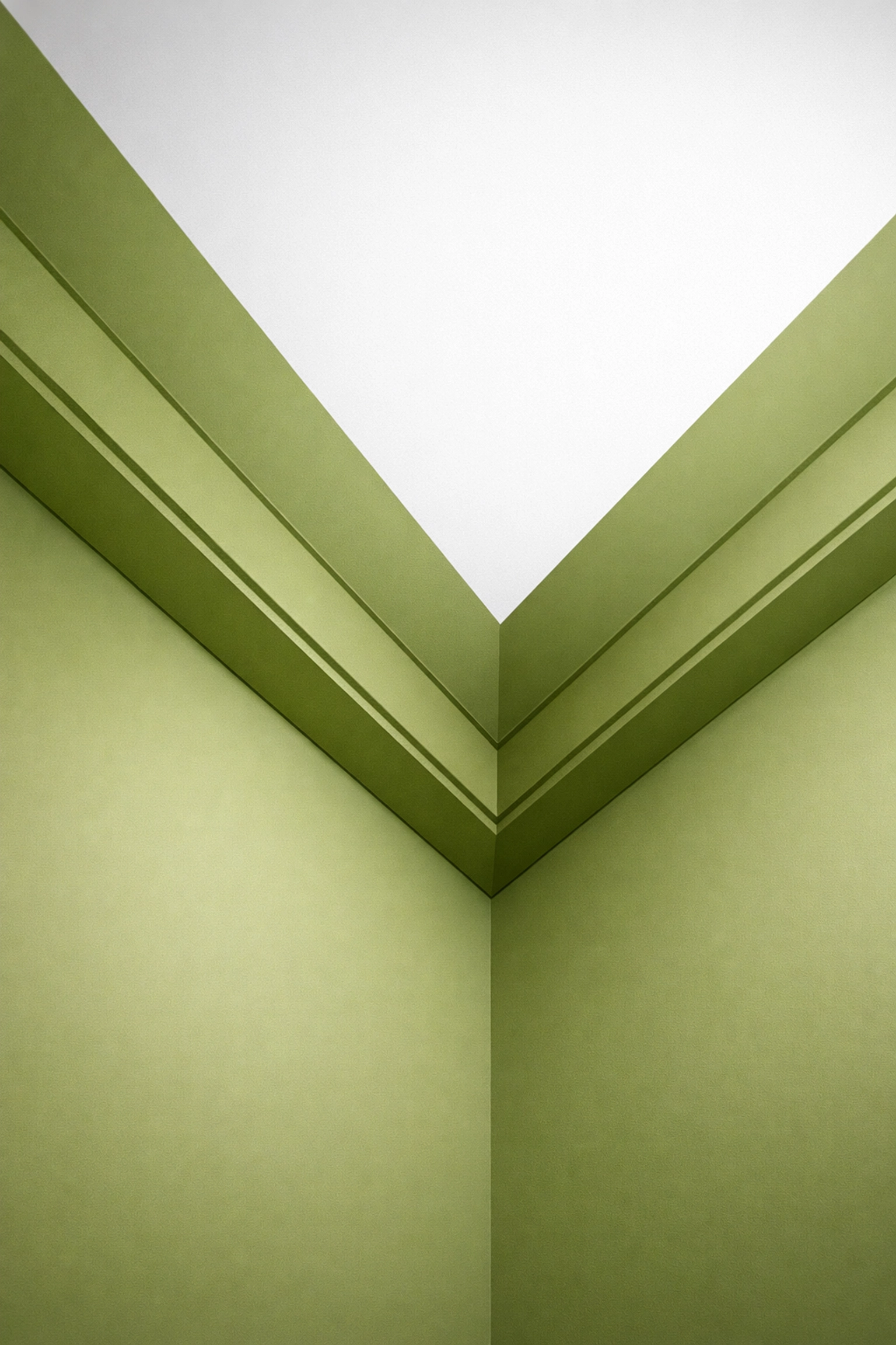 Architectural view of olive green colour capping on a ceiling, showcasing professional decorating in Gloucestershire.