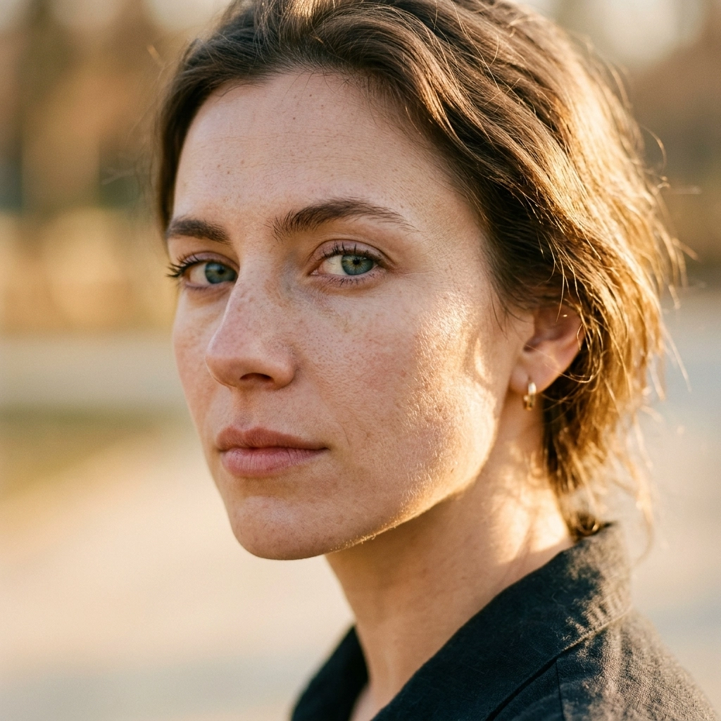 Portrait photo with natural skin texture, avoiding common over-smoothing photo editing mistakes.