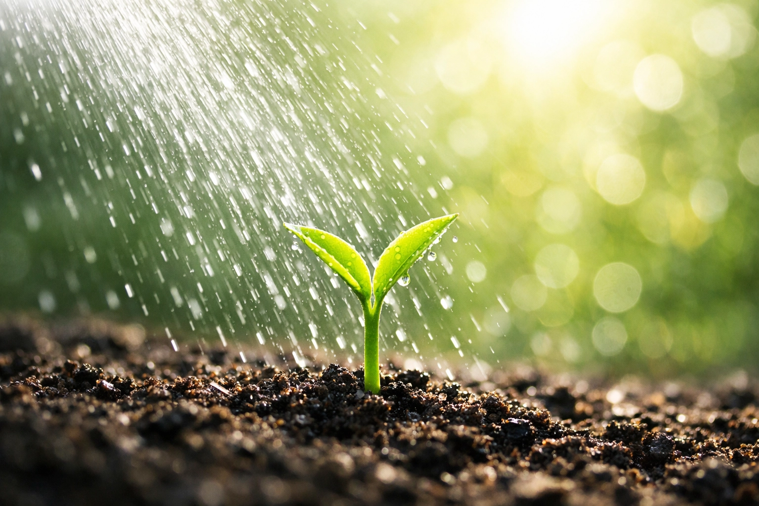 A new green sprout growing in sunlight, representing consistent spiritual transformation.