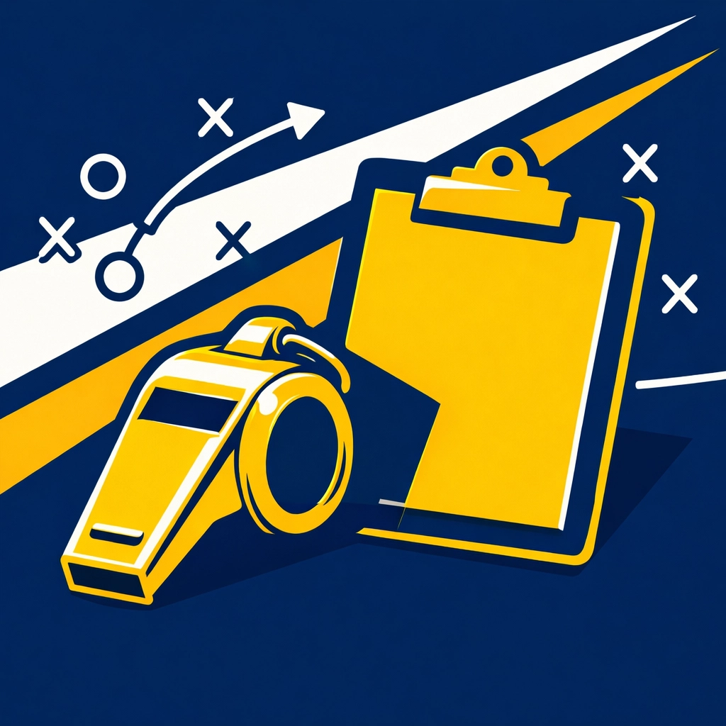 Motivational sports graphic illustrating structured leadership for high school team fundraising programs.