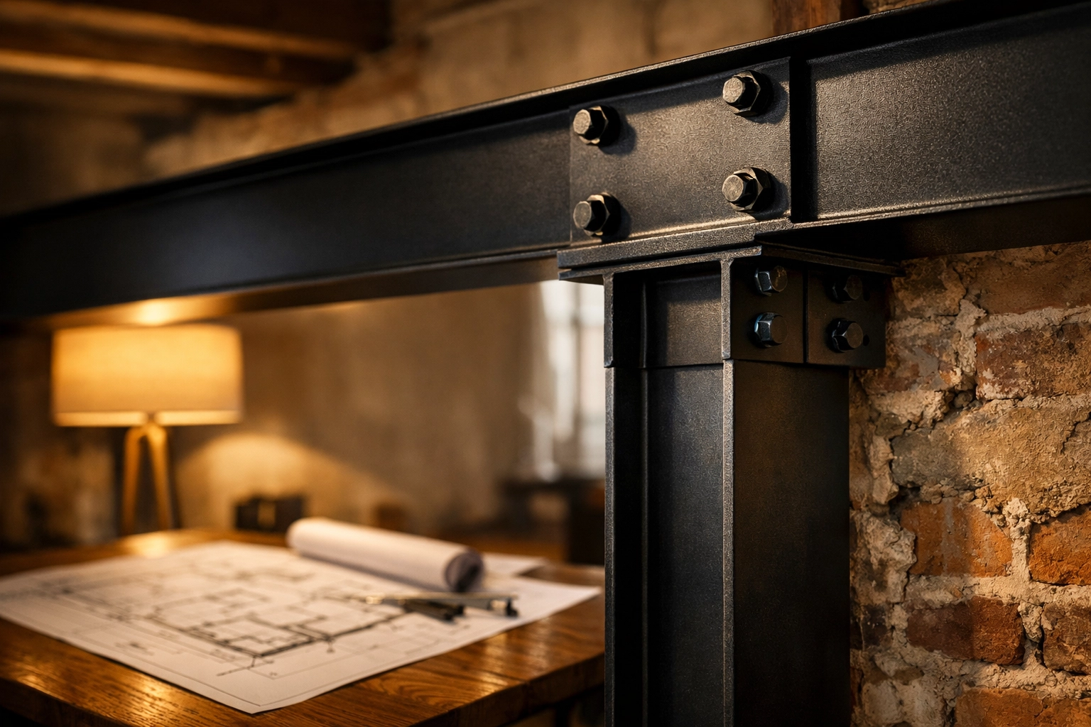 Structural steel goalpost frame installation for a bungalow second-storey conversion in Sussex.