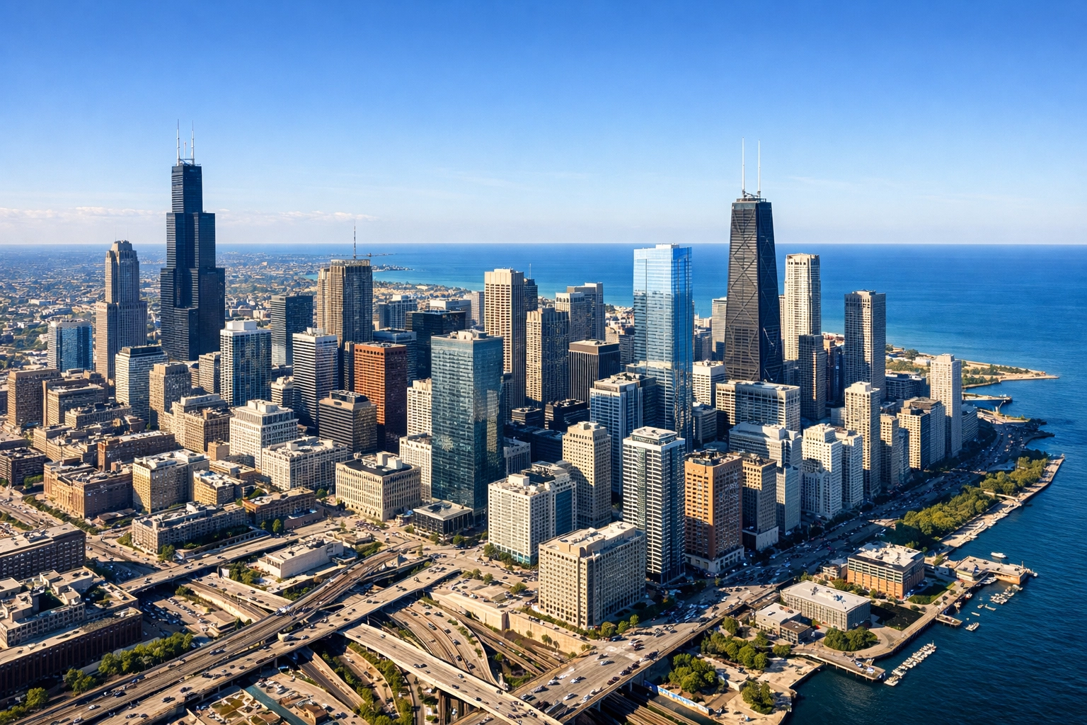 Professional Chicago skyline view representing metropolitan authority in Midwest property management.