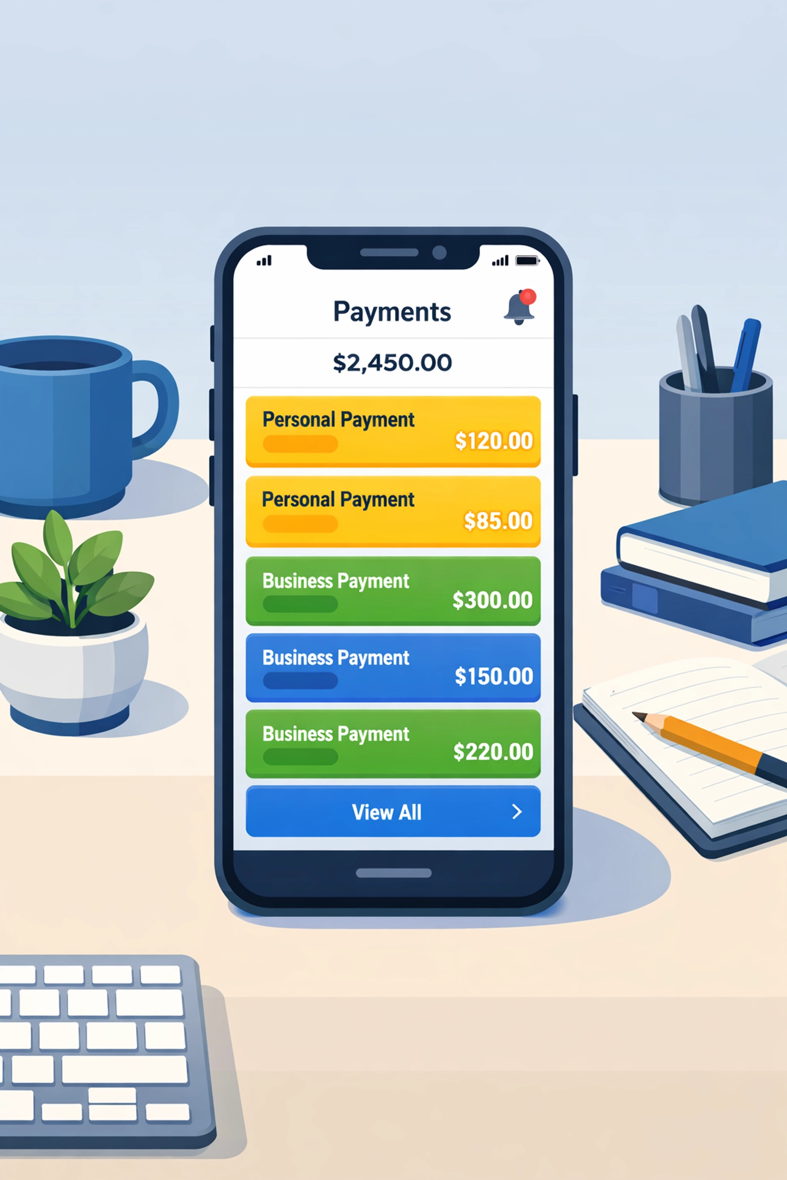 Payment app screen showing business vs personal transaction categorization for tax preparation