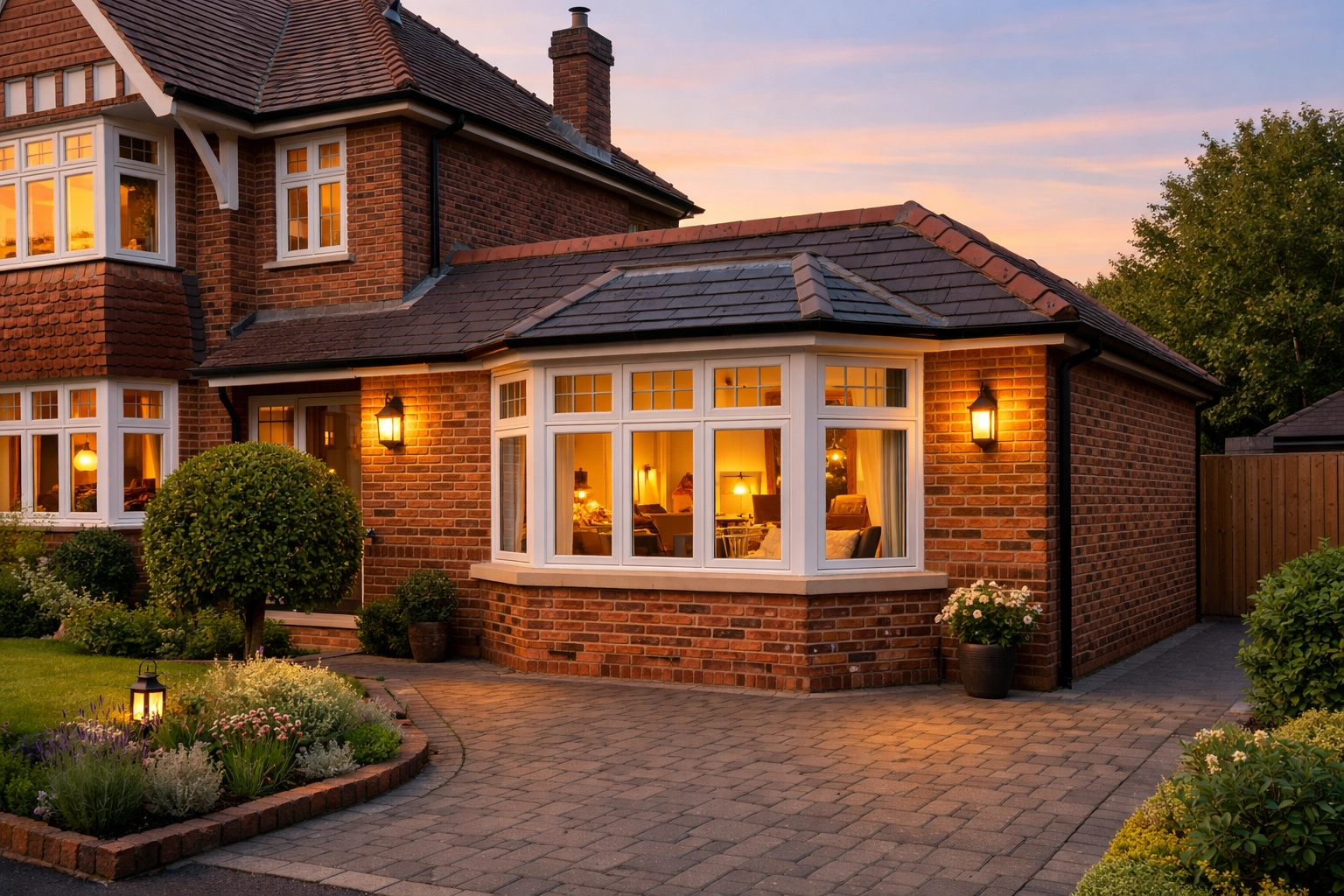 Exterior of a Bournemouth home featuring a garage conversion with a new bay window.