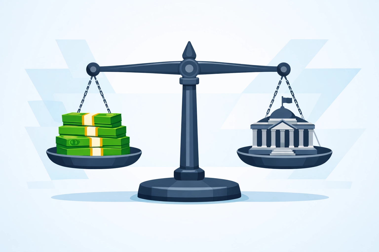 Balanced scale representing perfect federal tax withholding for the 2026 tax season.