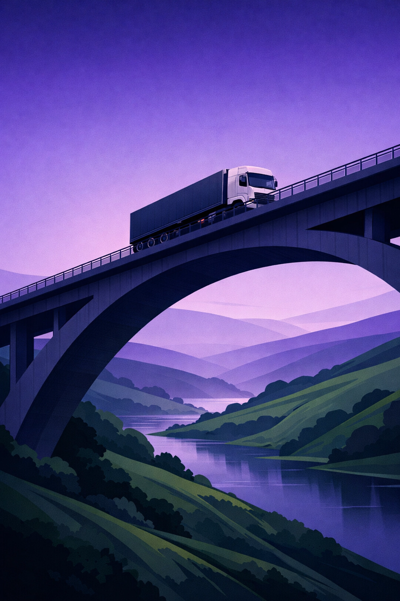 HGV crossing the scenic Scammonden Bridge on the M62, a popular route for North West driver jobs.