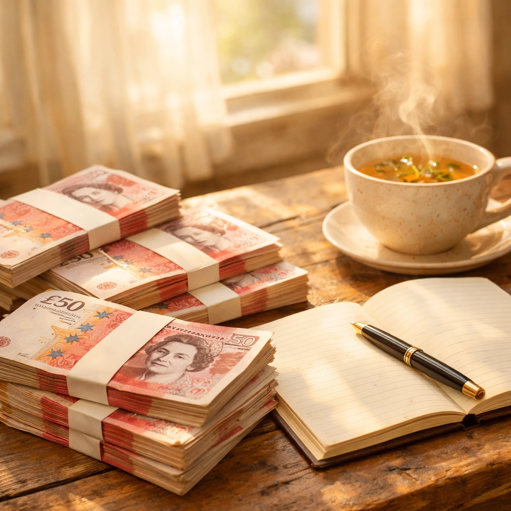 British £50 notes representing £35,000 cash alternative raffle prize