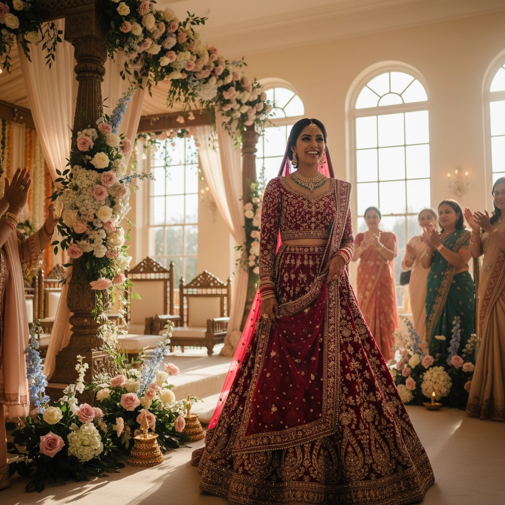 Cultural and colourful wedding dress
